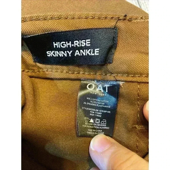 OAT New York Women High Rise Skinny Ankle Jean Brown Stretch‎ Utility Cargo NWT - Picture 8 of 9